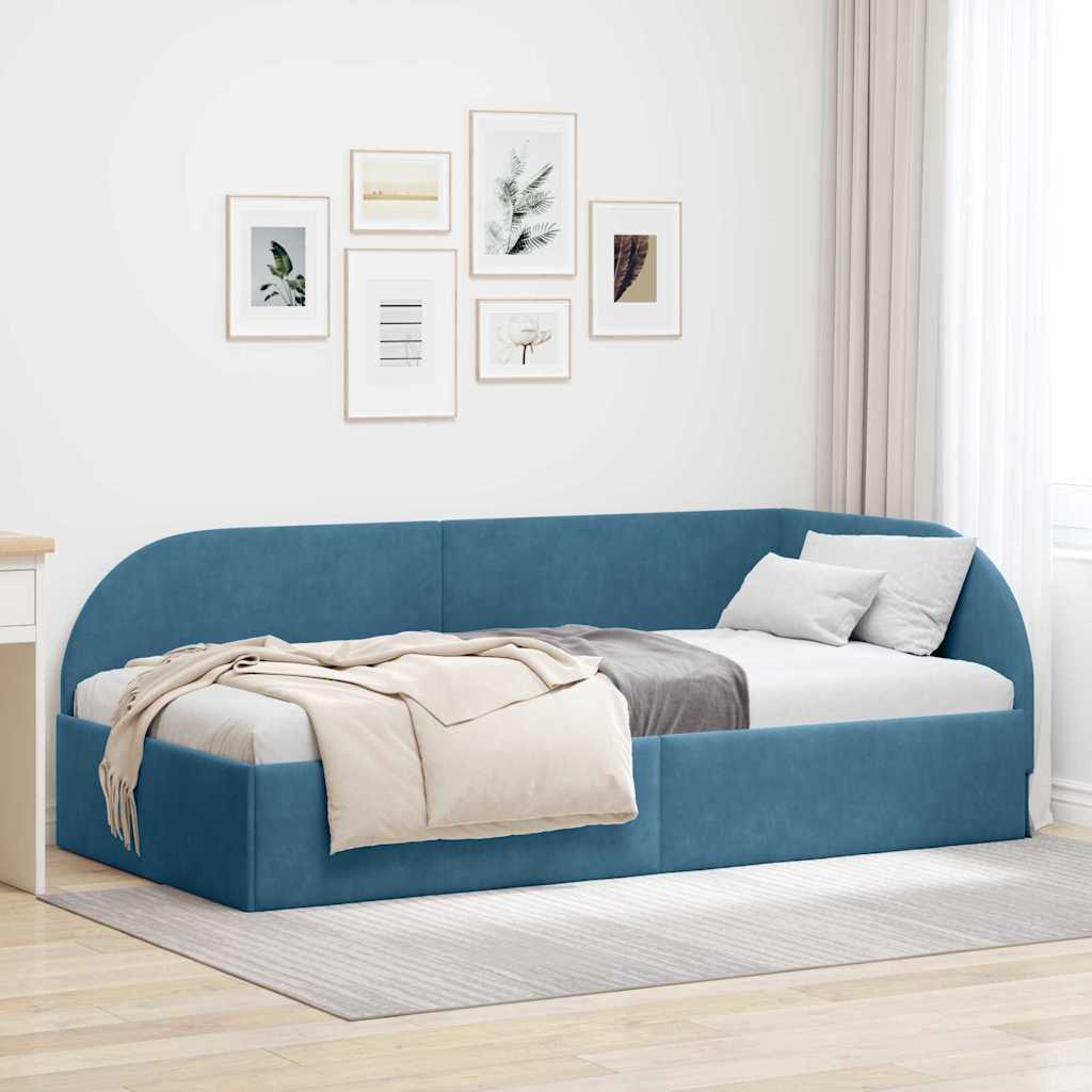Hoekbedframe Blauw 80 x 200 cm Fluweel is nu te koop bij PeponiXL, paradijselijk wonen!