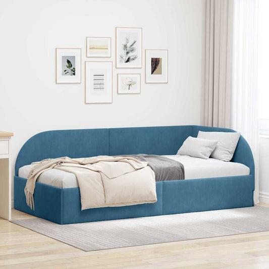 Hoekbedframe Blauw 80 x 200 cm Fluweel is nu te koop bij PeponiXL, paradijselijk wonen!
