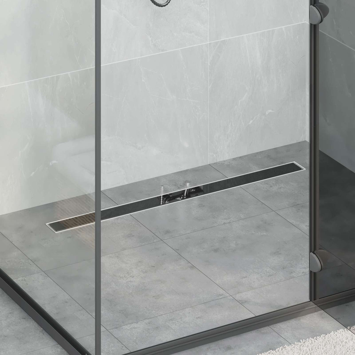Doucheafvoer met Glazen Deksel Zwart 100 cm Roestvrij staal 304 is nu te koop bij PeponiXL, paradijselijk wonen!