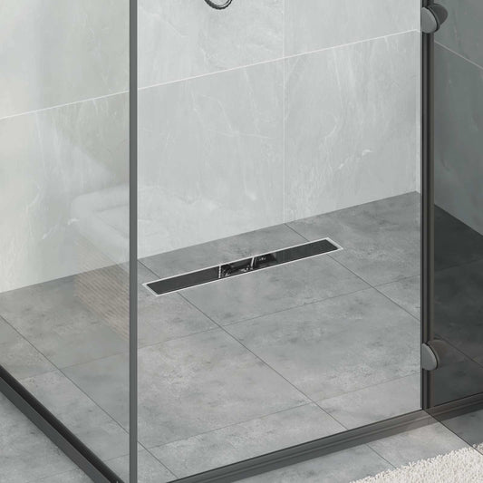 Doucheafvoer met Glazen Deksel Zwart 50 cm Roestvrij staal 304 is nu te koop bij PeponiXL, paradijselijk wonen!