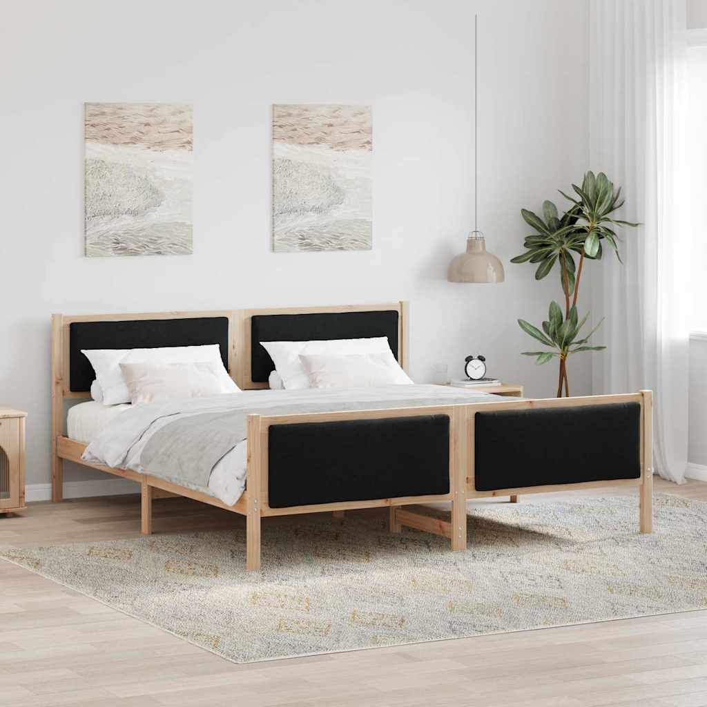 Bedframe met hoofdeinde Zwart 180 x 200 cm Stof is nu te koop bij PeponiXL, paradijselijk wonen!