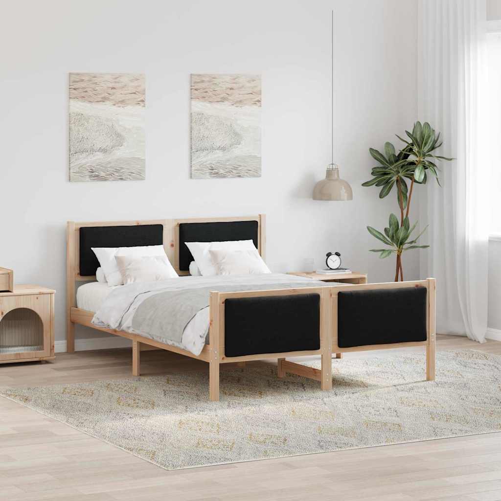 Bedframe met hoofdeinde Zwart 160 x 200 cm Stof is nu te koop bij PeponiXL, paradijselijk wonen!