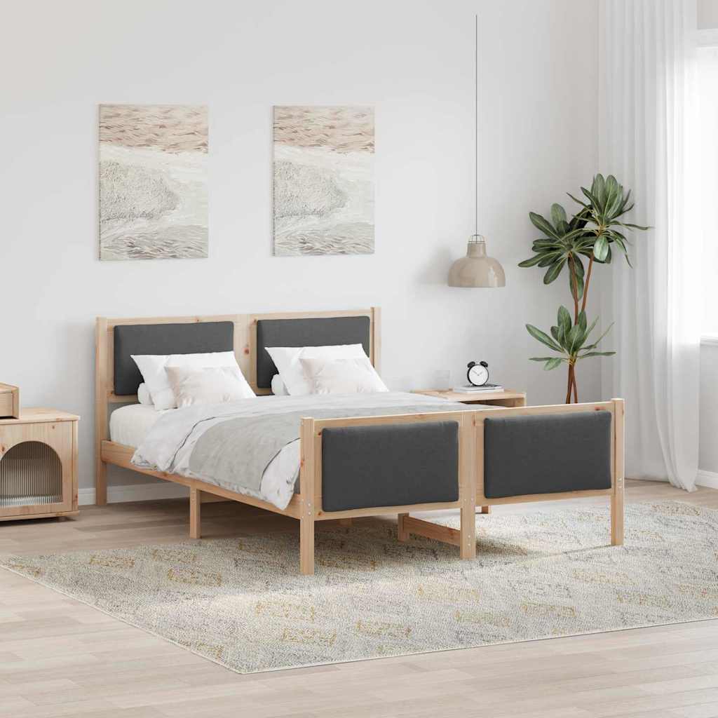 Bedframe met hoofdeinde Donkergrijs 150 x 200 cm Stof is nu te koop bij PeponiXL, paradijselijk wonen!