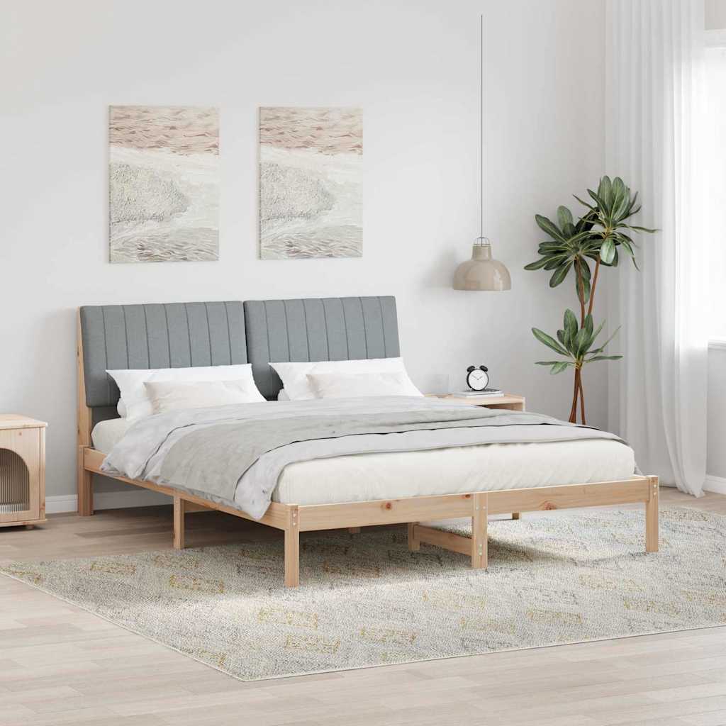 Bedframe met hoofdeinde Bruin 150 x 200 cm Massief grenenhout is nu te koop bij PeponiXL, paradijselijk wonen!