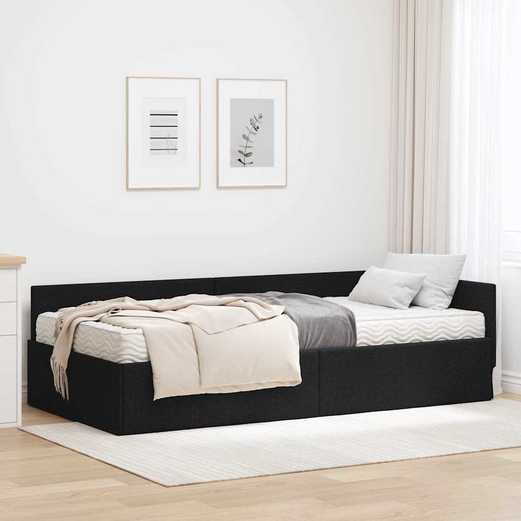 Hoekbedframe met Matras Anders met hoofdeinde 2 pcs Zwart Stof is nu te koop bij PeponiXL, paradijselijk wonen!