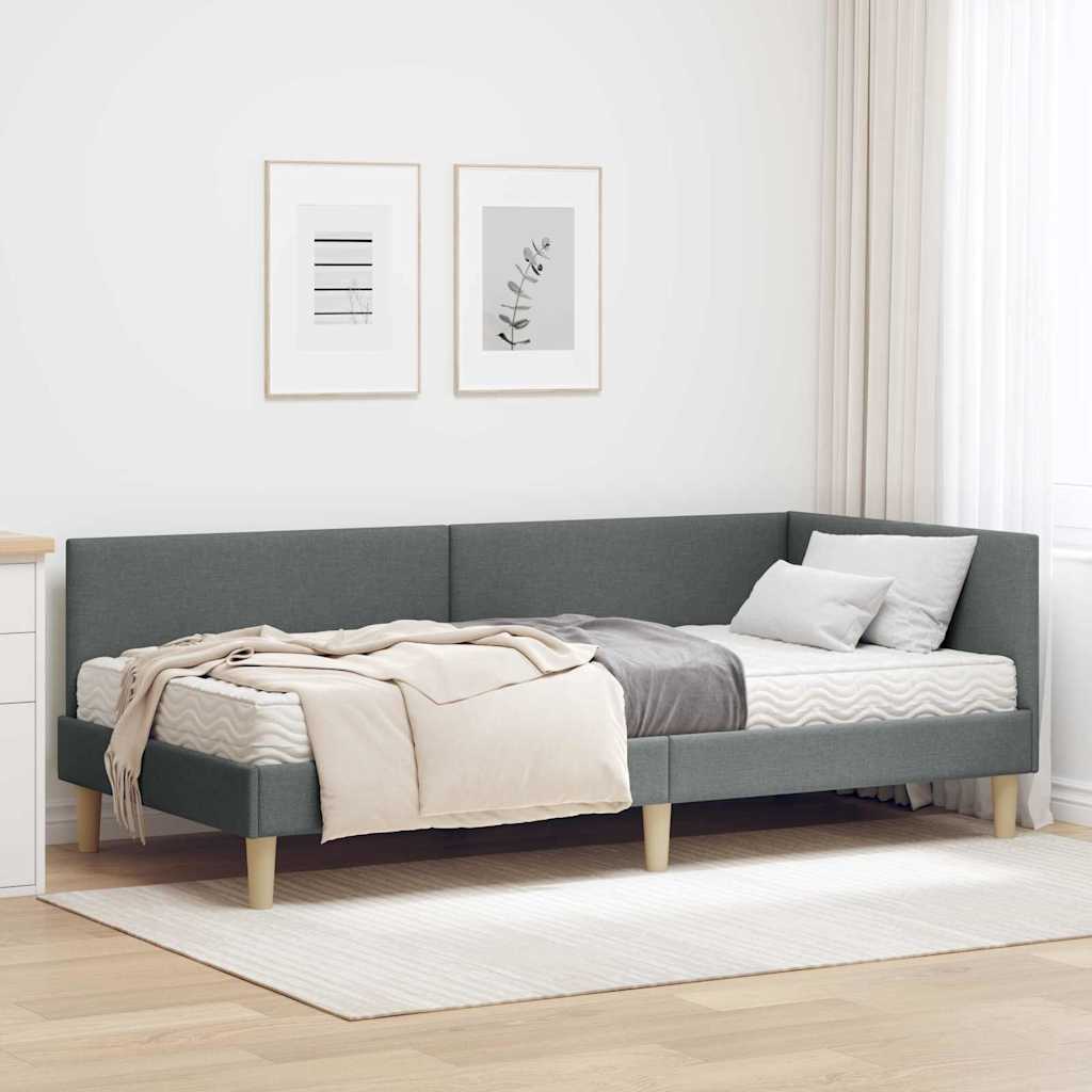 Hoekbedframe met Matras Anders met hoofdeinde 2 pcs Grijs Stof is nu te koop bij PeponiXL, paradijselijk wonen!