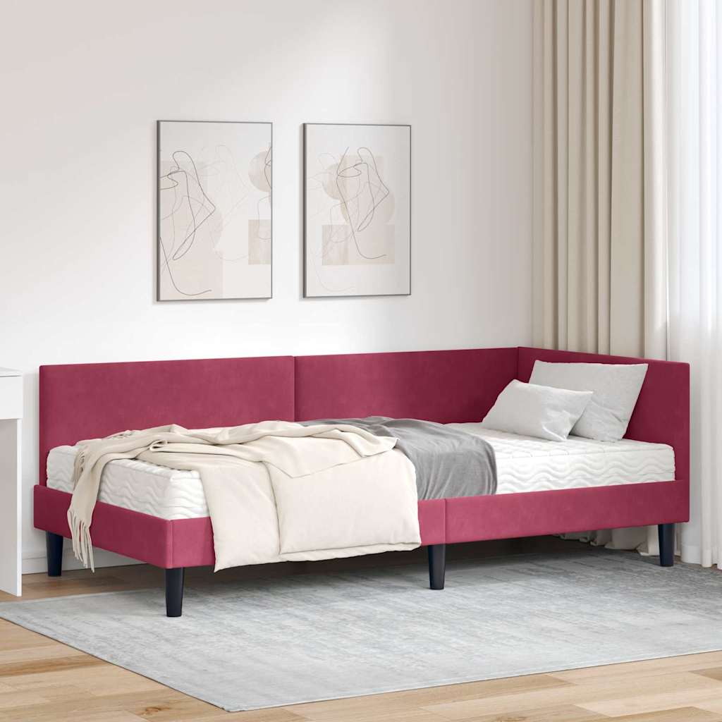 Hoekbedframe met Matras Anders 2 pcs Groen Fluweel is nu te koop bij PeponiXL, paradijselijk wonen!