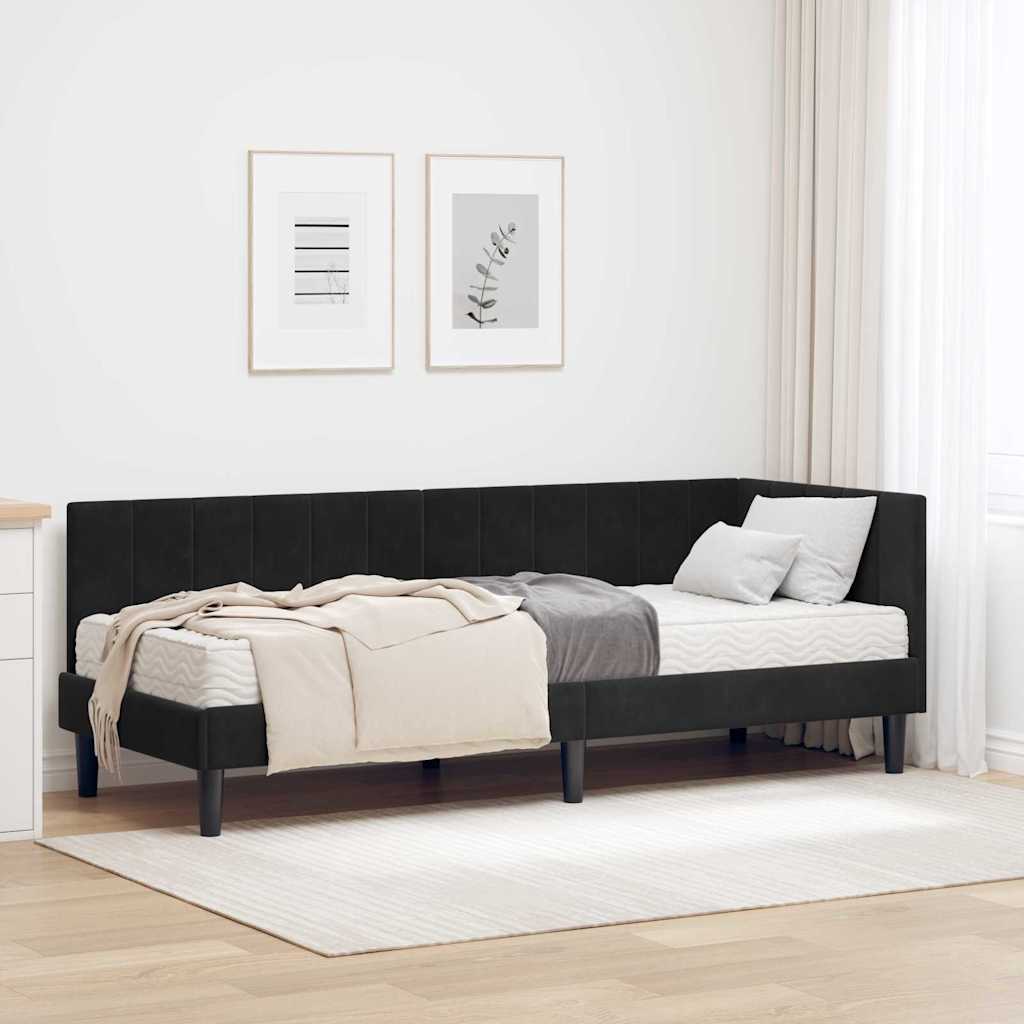 Hoekbedframe met Matras met hoofdeinde 2 pcs Zwart Fluweel is nu te koop bij PeponiXL, paradijselijk wonen!