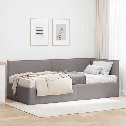 Hoekbedframe met Matras 2 st Taupe 90 x 190 cm Fluweel is nu te koop bij PeponiXL, paradijselijk wonen!