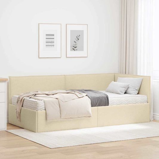 Hoekbedframe met Matras 2 st Crème 90 x 190 cm Fluweel is nu te koop bij PeponiXL, paradijselijk wonen!