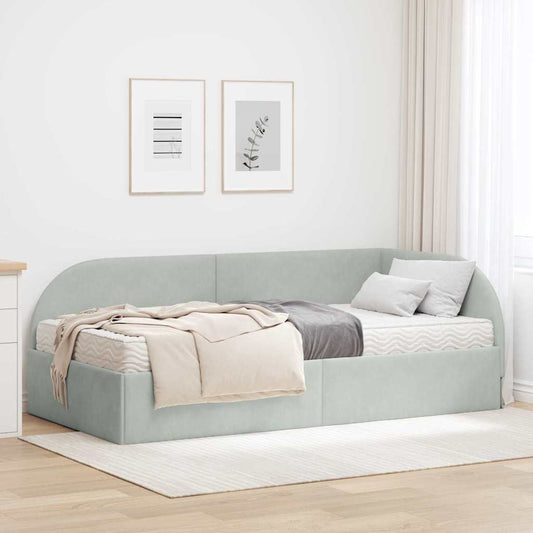 Hoekbedframe met Matras 2 st Lichtgrijs 80 x 200 cm Fluweel is nu te koop bij PeponiXL, paradijselijk wonen!