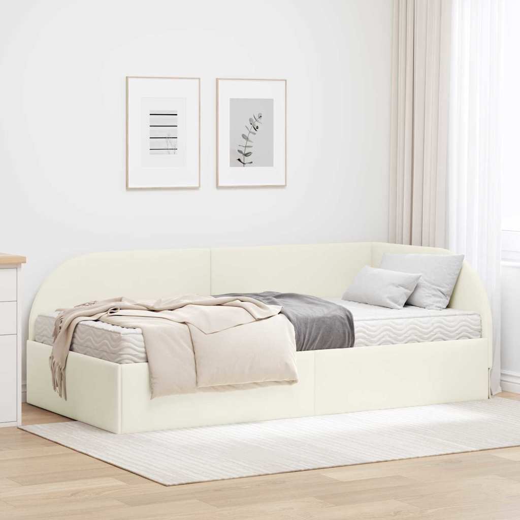 Hoekbedframe met Matras 2 st Crème 90 x 190 cm Fluweel is nu te koop bij PeponiXL, paradijselijk wonen!