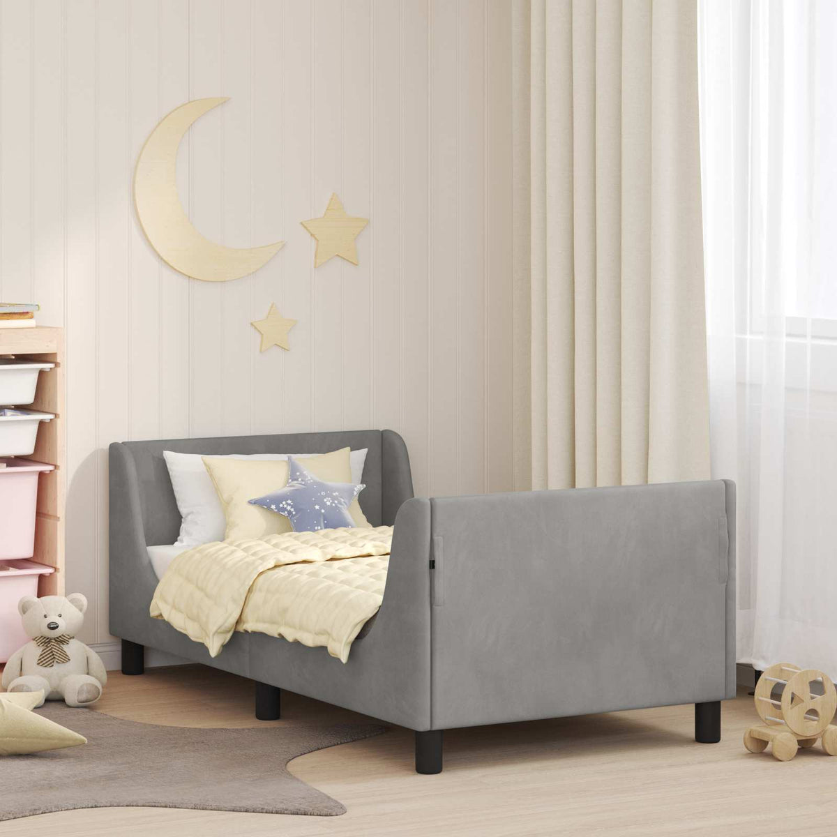 Bedframe voor kinderen met hoofdbord Lichtgrijs 80 x 160 cm is nu te koop bij PeponiXL, paradijselijk wonen!