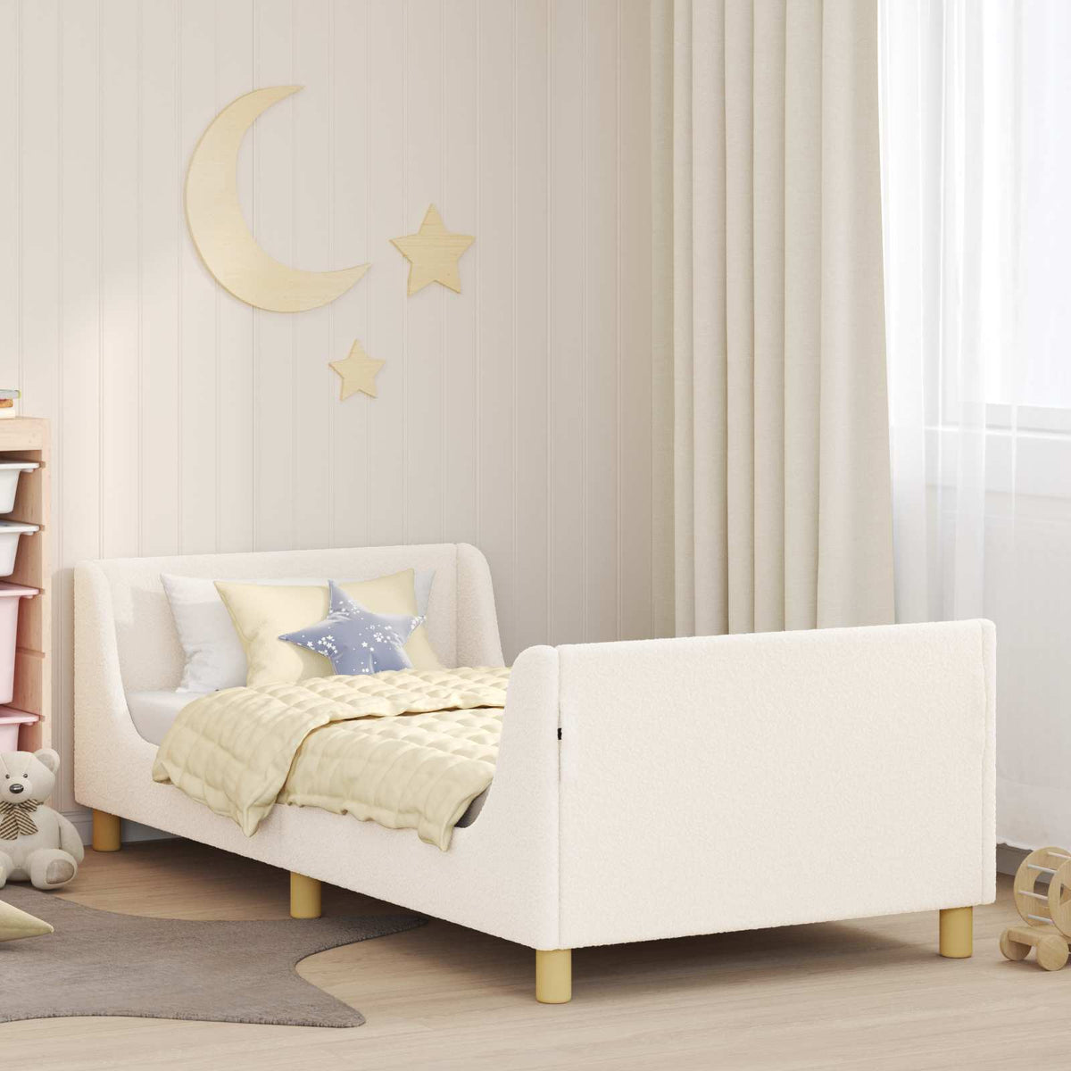 Bedframe voor kinderen met hoofdbord Crème 90 x 190 cm is nu te koop bij PeponiXL, paradijselijk wonen!