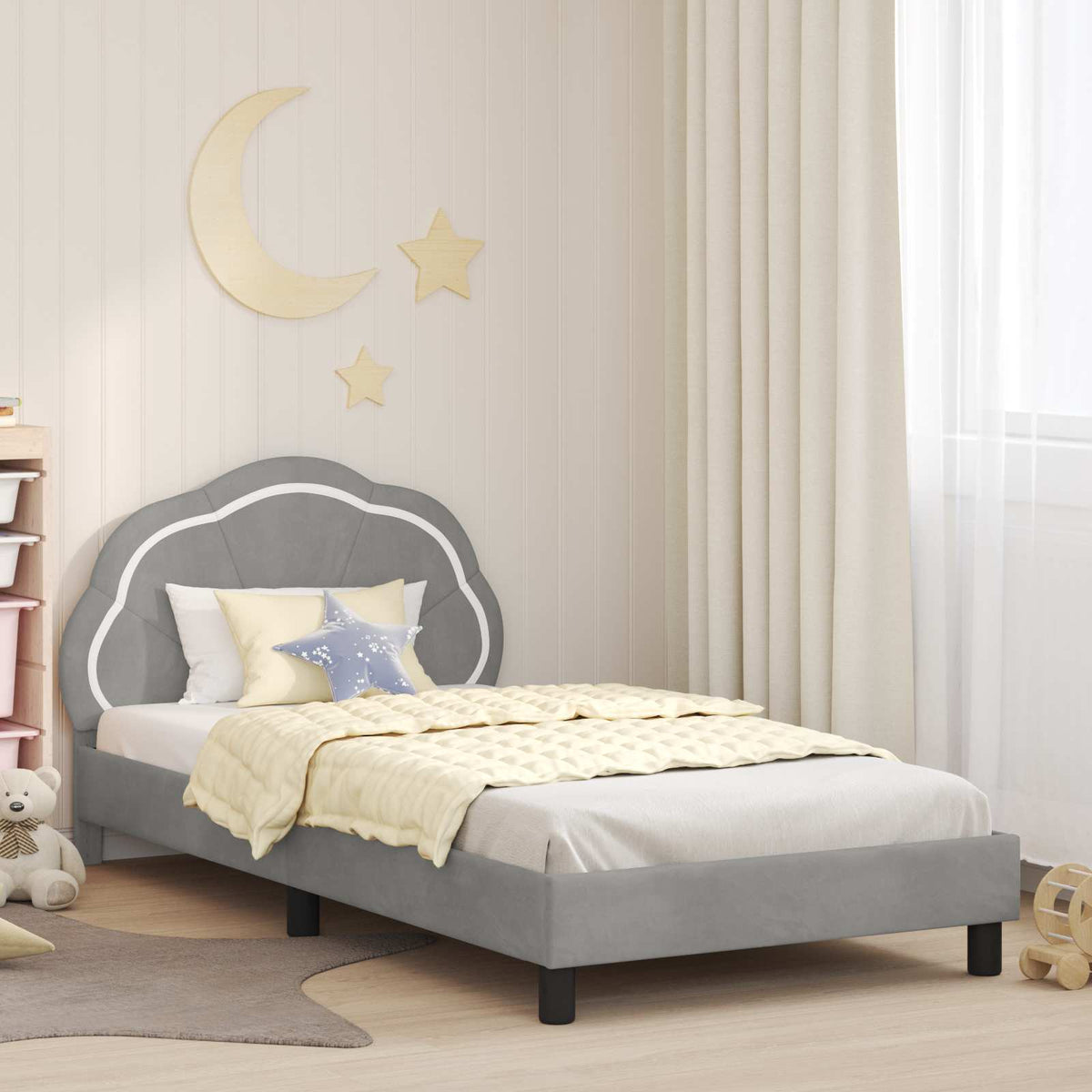 Bedframe voor kinderen met hoofdbord Lichtgrijs 90 x 200 cm is nu te koop bij PeponiXL, paradijselijk wonen!