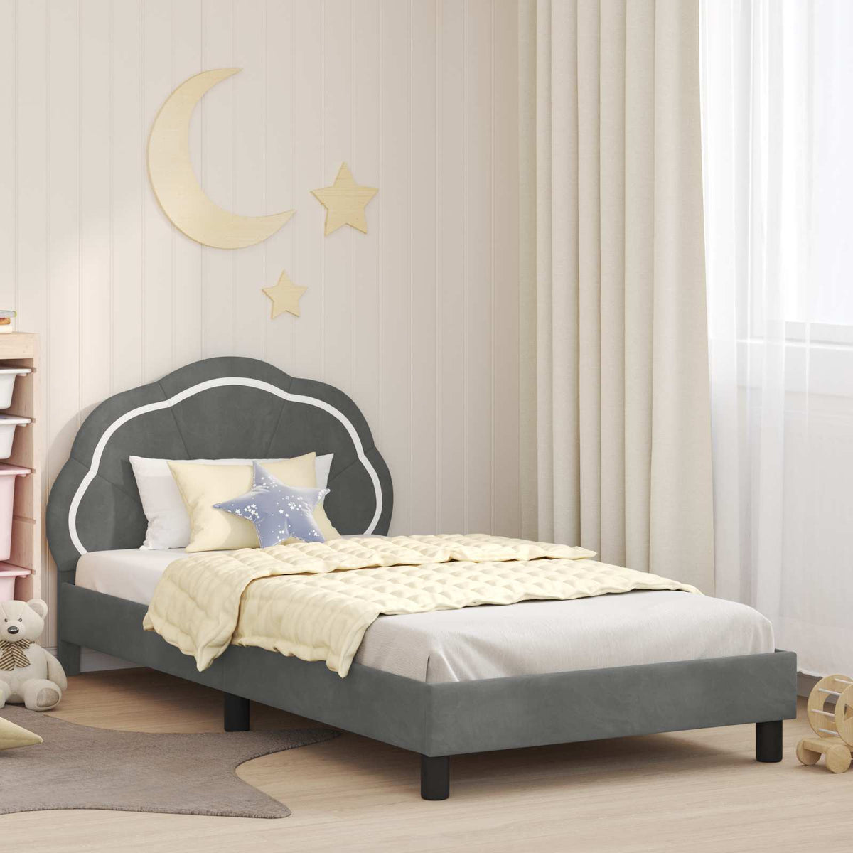 Bedframe voor kinderen met hoofdbord Donkergrijs 90 x 200 cm is nu te koop bij PeponiXL, paradijselijk wonen!