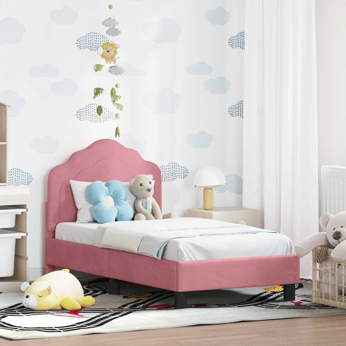 Peuterbedframe met hoofdbord Roze 70 x 140 cm Fluweel is nu te koop bij PeponiXL, paradijselijk wonen!