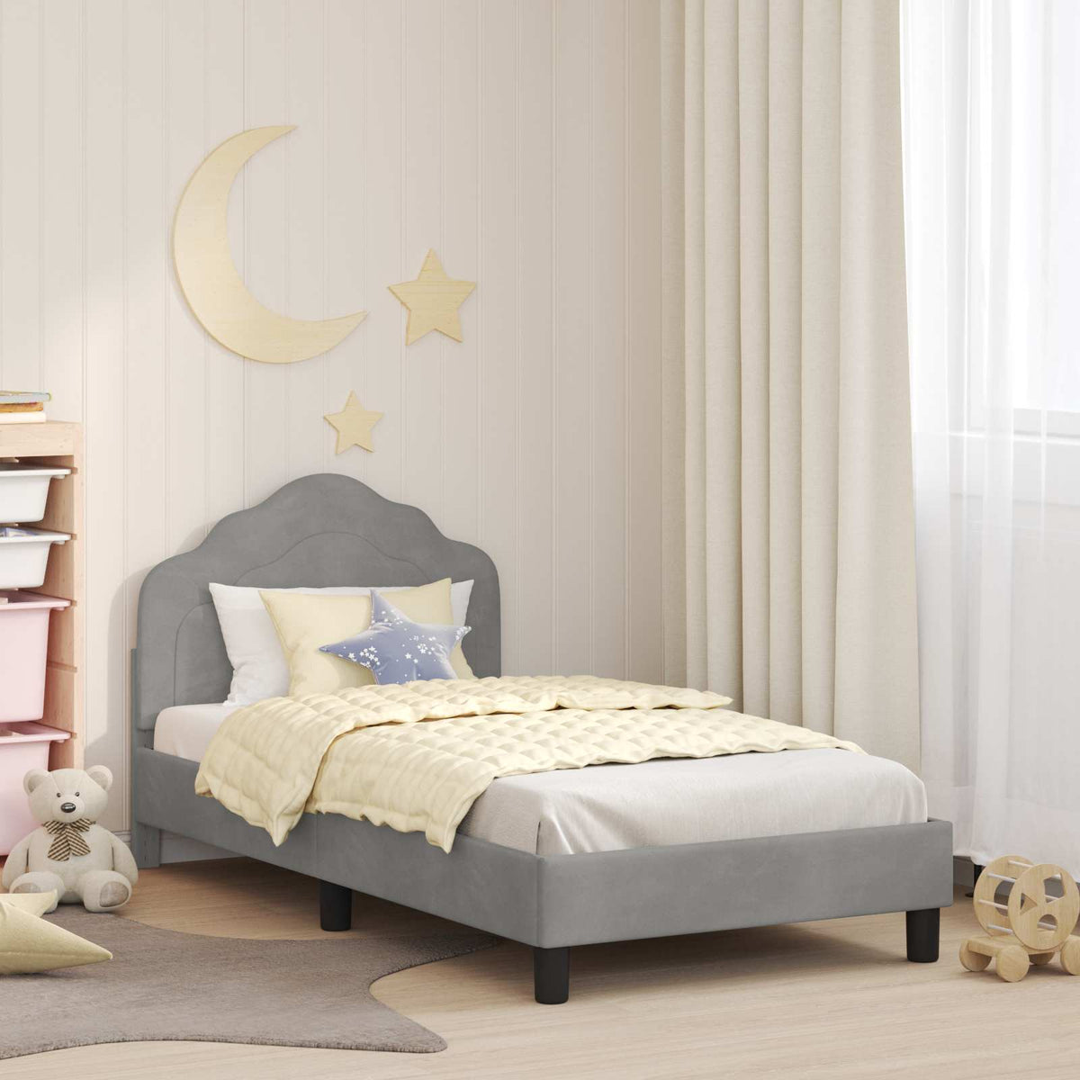 Bedframe voor kinderen met hoofdbord Lichtgrijs 80 x 160 cm is nu te koop bij PeponiXL, paradijselijk wonen!