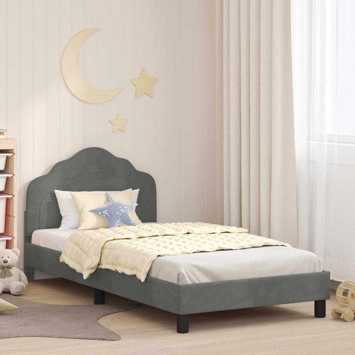 Bedframe voor kinderen met hoofdbord Donkergrijs 90 x 200 cm is nu te koop bij PeponiXL, paradijselijk wonen!