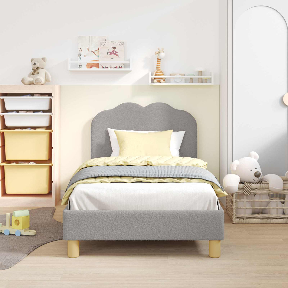 Bedframe voor kinderen met hoofdbord Lichtgrijs 80 x 160 cm is nu te koop bij PeponiXL, paradijselijk wonen!