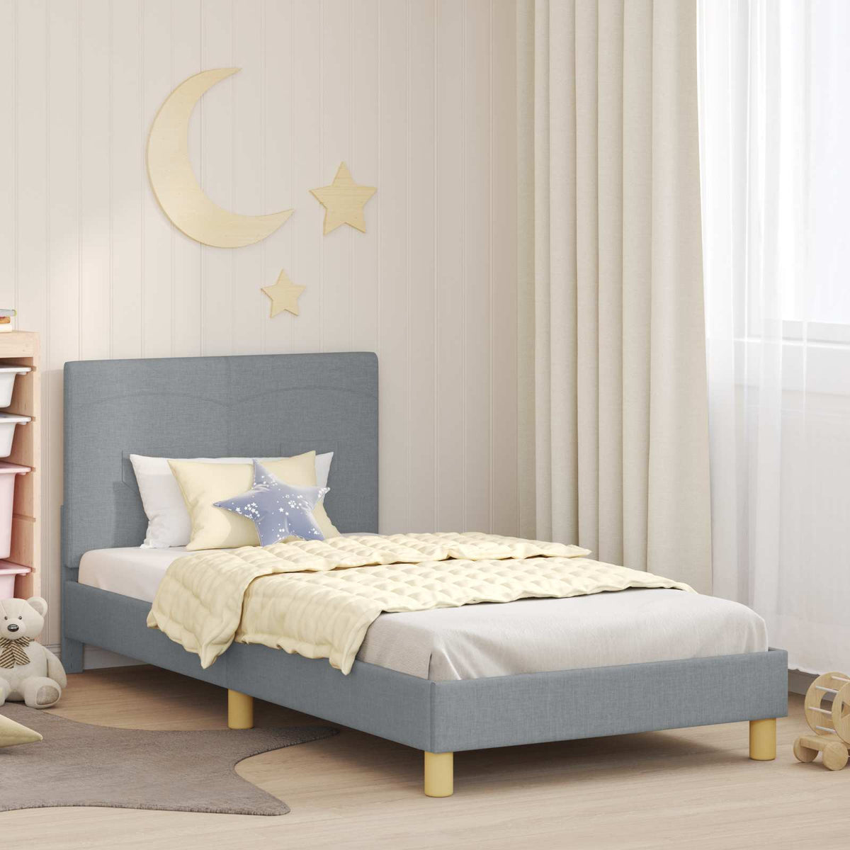 Bedframe voor kinderen met hoofdbord Lichtgrijs 80 x 200 cm is nu te koop bij PeponiXL, paradijselijk wonen!