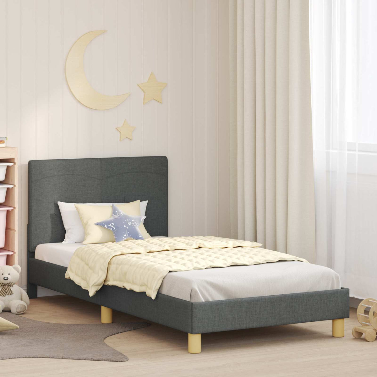 Bedframe voor kinderen met hoofdbord Donkergrijs 80 x 200 cm is nu te koop bij PeponiXL, paradijselijk wonen!