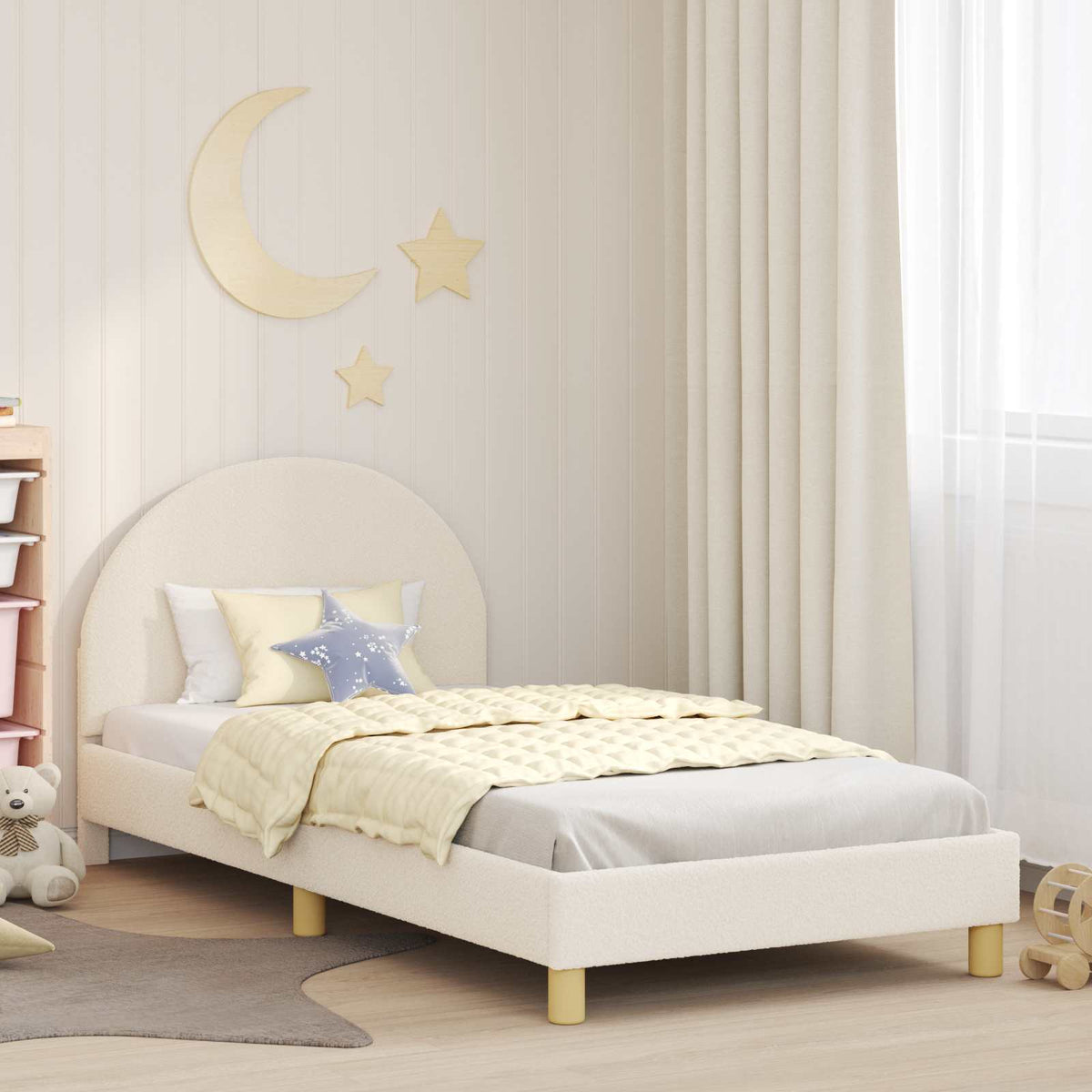 Bedframe voor kinderen met hoofdbord Crème 90 x 190 cm is nu te koop bij PeponiXL, paradijselijk wonen!
