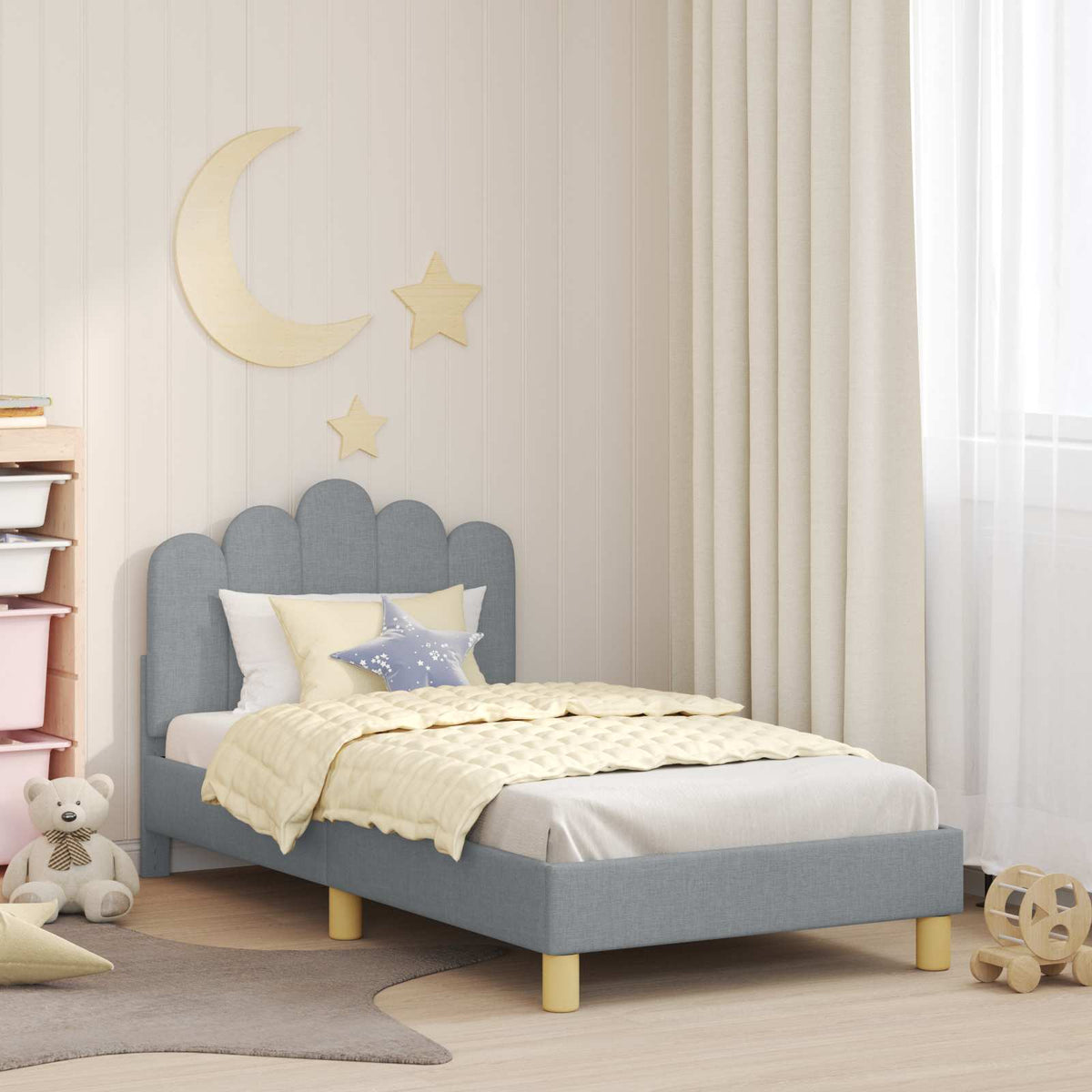 Bedframe voor kinderen met hoofdbord Lichtgrijs 80 x 160 cm is nu te koop bij PeponiXL, paradijselijk wonen!