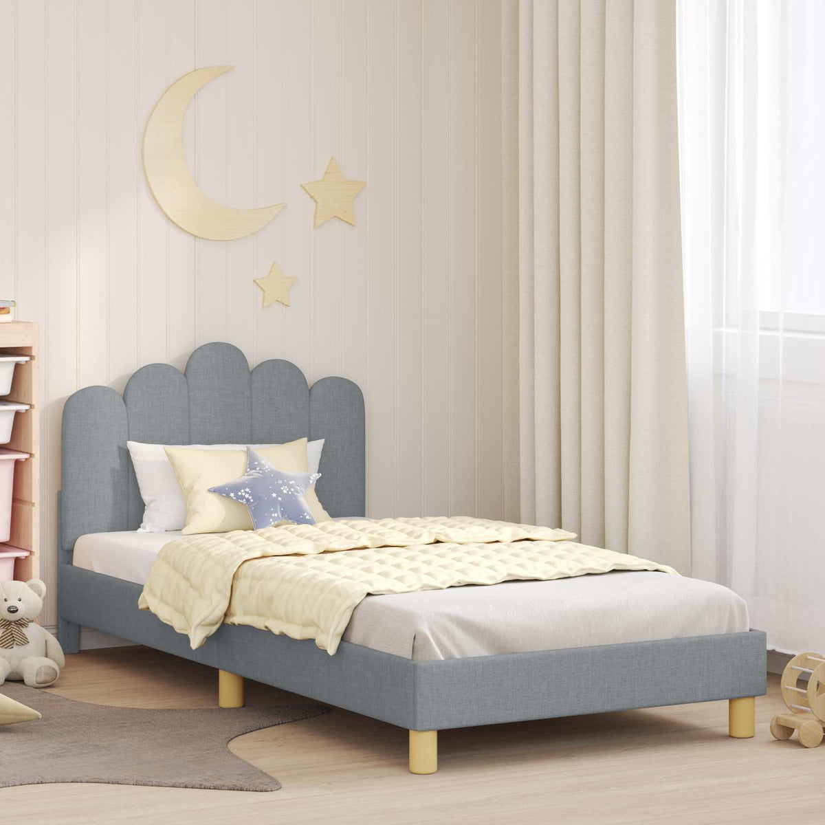 Bedframe voor kinderen met hoofdbord Lichtgrijs 90 x 190 cm is nu te koop bij PeponiXL, paradijselijk wonen!