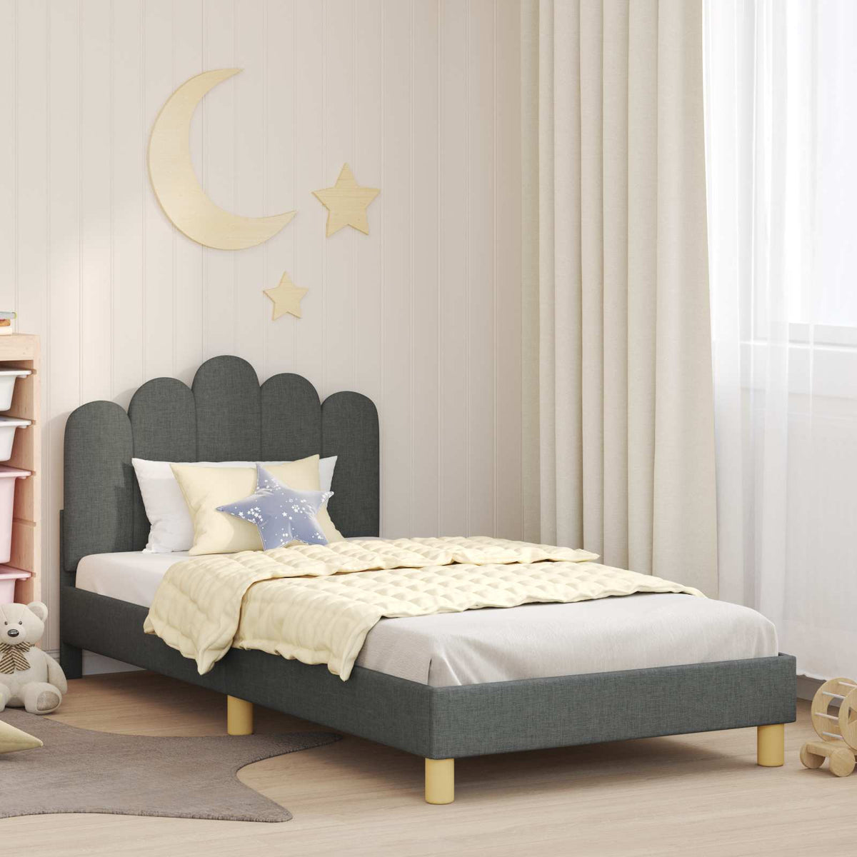 Bedframe voor kinderen met hoofdbord Donkergrijs 90 x 200 cm is nu te koop bij PeponiXL, paradijselijk wonen!