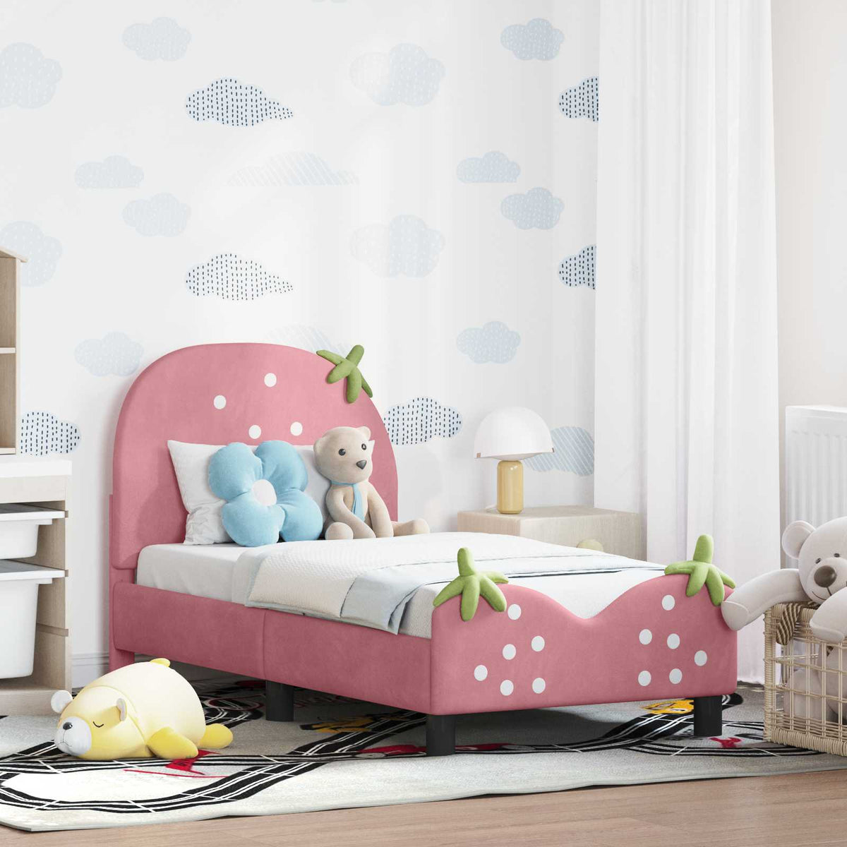 Peuterbedframe met hoofdbord Roze 70 x 140 cm Fluweel is nu te koop bij PeponiXL, paradijselijk wonen!