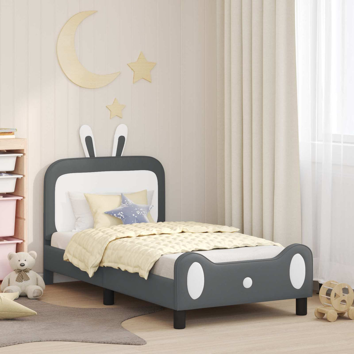 Bedframe voor kinderen met hoofdbord Lichtgrijs 80 x 160 cm PU is nu te koop bij PeponiXL, paradijselijk wonen!