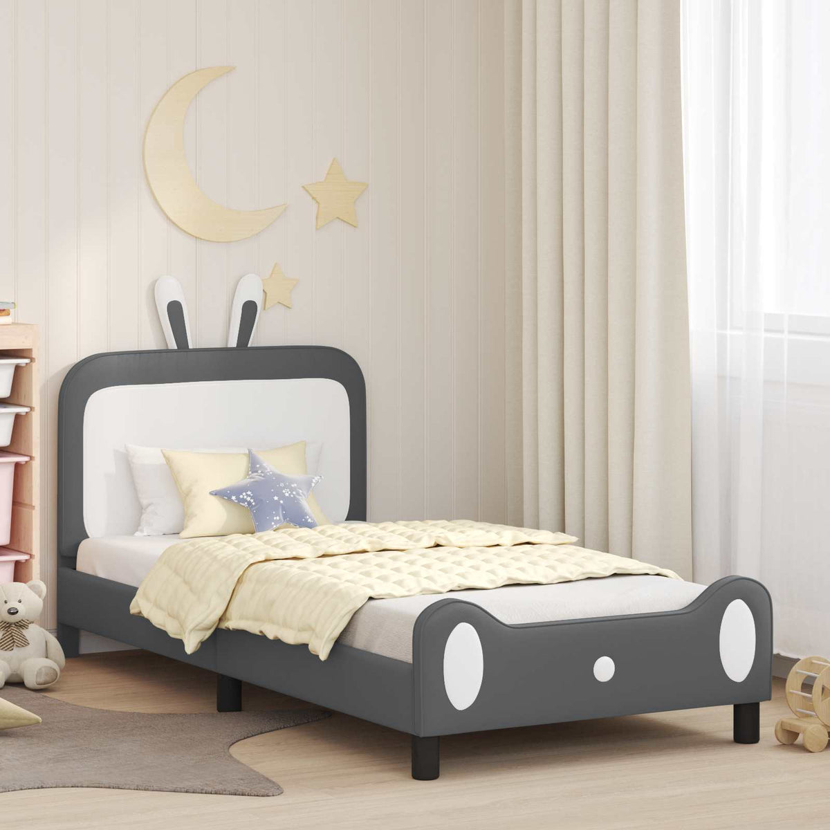 Bedframe voor kinderen met hoofdbord Lichtgrijs 80 x 200 cm PU is nu te koop bij PeponiXL, paradijselijk wonen!