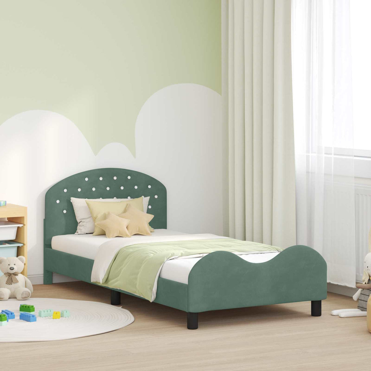 Bedframe voor kinderen met hoofdbord Zeegroen 80 x 200 cm is nu te koop bij PeponiXL, paradijselijk wonen!