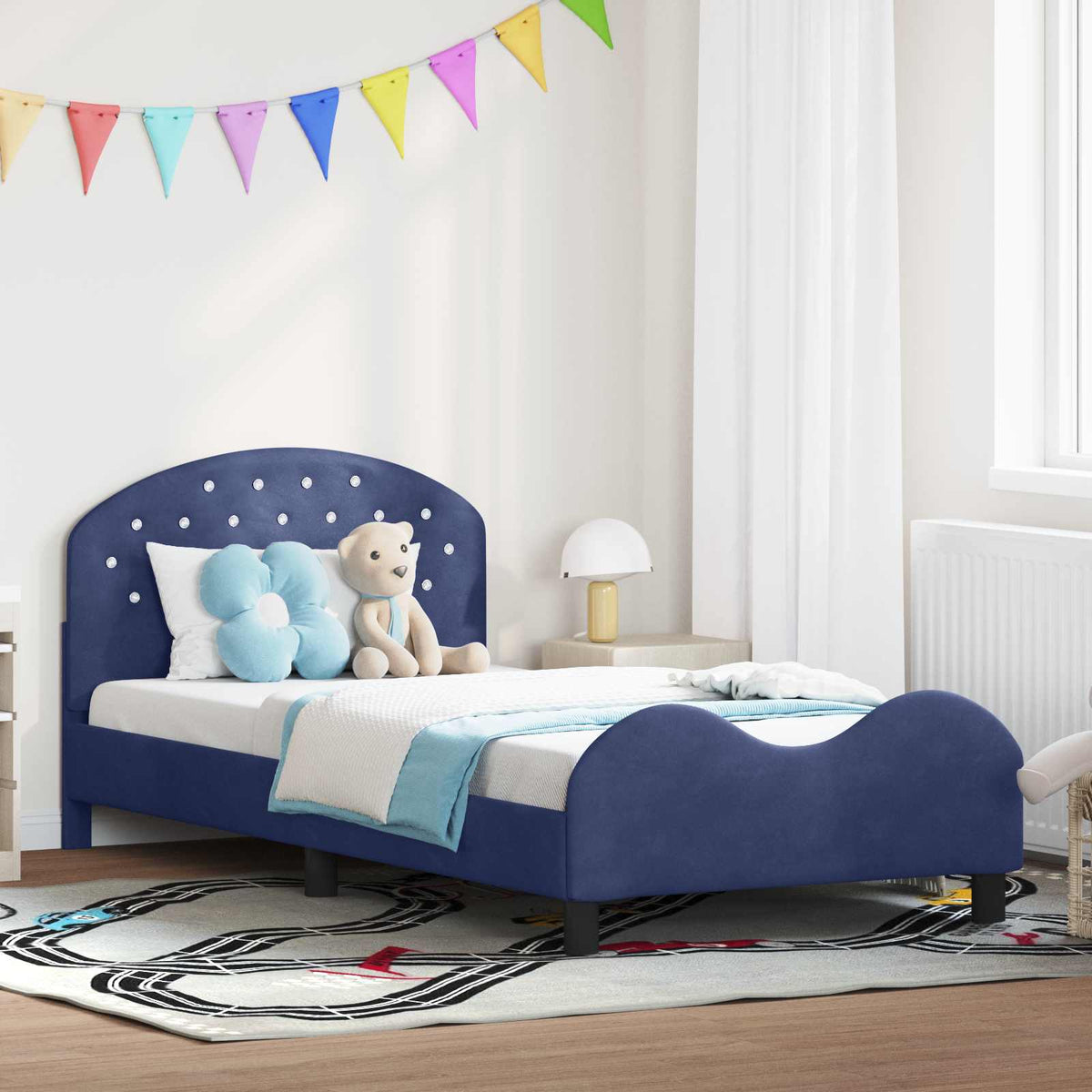 Bedframe voor kinderen met hoofdbord Politieblauw 90 x 190 cm is nu te koop bij PeponiXL, paradijselijk wonen!