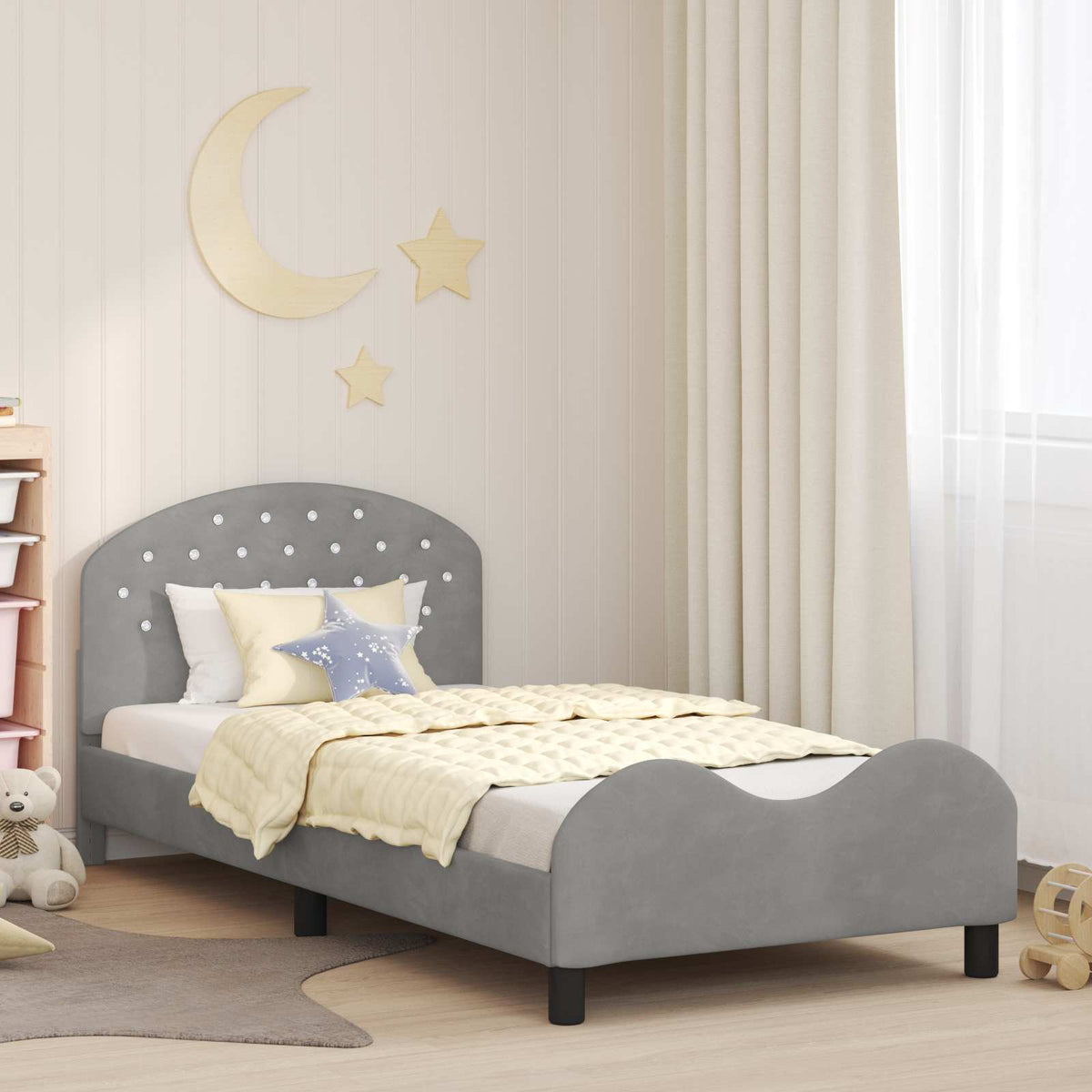 Bedframe voor kinderen met hoofdbord Lichtgrijs 90 x 200 cm is nu te koop bij PeponiXL, paradijselijk wonen!