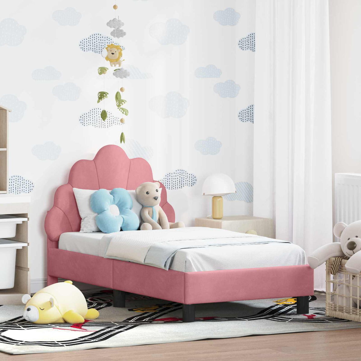 Peuterbedframe met hoofdbord Roze 70 x 140 cm Fluweel is nu te koop bij PeponiXL, paradijselijk wonen!