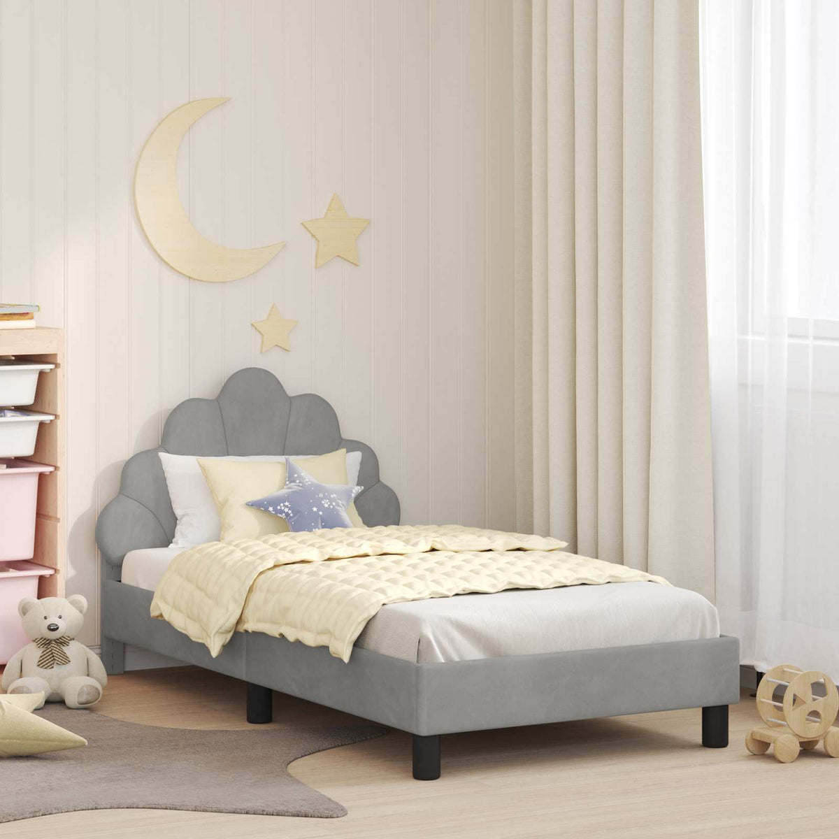 Bedframe voor kinderen met hoofdbord Lichtgrijs 80 x 160 cm is nu te koop bij PeponiXL, paradijselijk wonen!