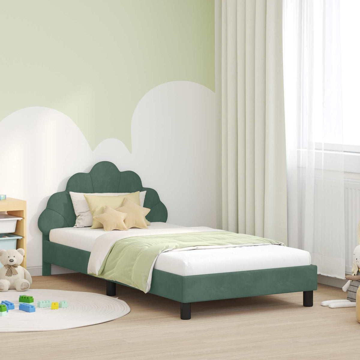 Bedframe voor kinderen met hoofdbord Zeegroen 90 x 190 cm is nu te koop bij PeponiXL, paradijselijk wonen!