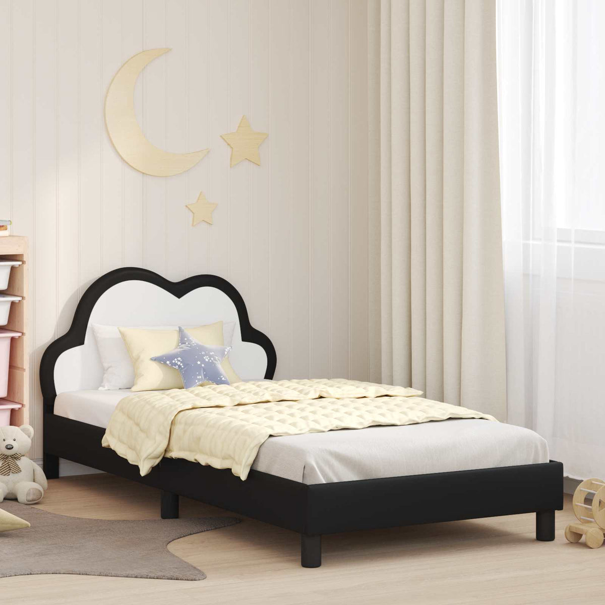 Bedframe voor kinderen met hoofdbord Zwart 80 x 200 cm PU is nu te koop bij PeponiXL, paradijselijk wonen!