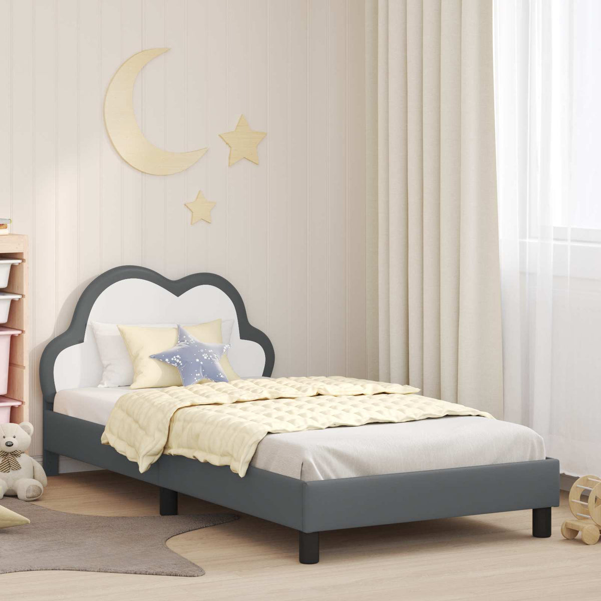 Bedframe voor kinderen met hoofdbord Lichtgrijs 90 x 190 cm PU is nu te koop bij PeponiXL, paradijselijk wonen!