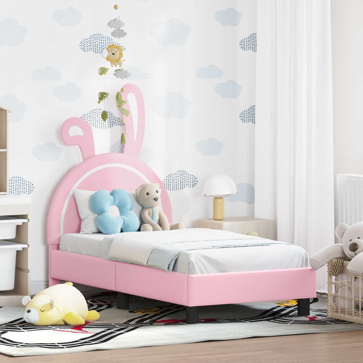 Peuterbedframe met hoofdbord Roze 70 x 140 cm PU is nu te koop bij PeponiXL, paradijselijk wonen!