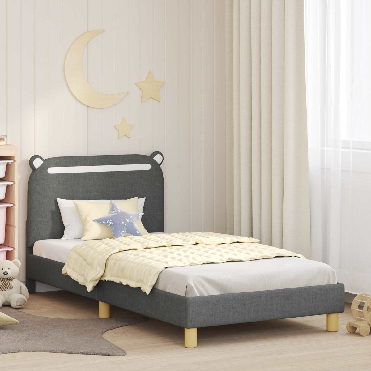 Bedframe voor kinderen met hoofdbord Donkergrijs 90 x 190 cm is nu te koop bij PeponiXL, paradijselijk wonen!