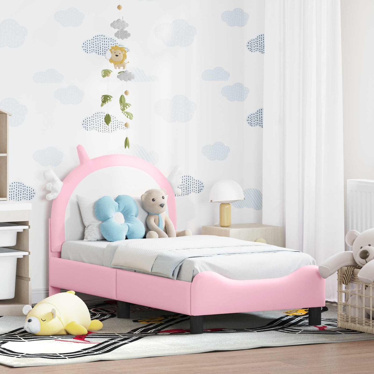 Peuterbedframe met hoofdbord met hoofdeinde Roze 70 x 140 cm PU is nu te koop bij PeponiXL, paradijselijk wonen!