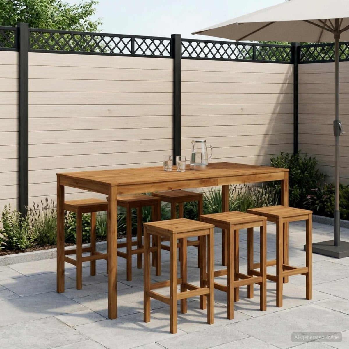 Tuinbar Tafel Naturel 196 x 100 x 105 cm Massief Acaciahout is nu te koop bij PeponiXL, paradijselijk wonen!