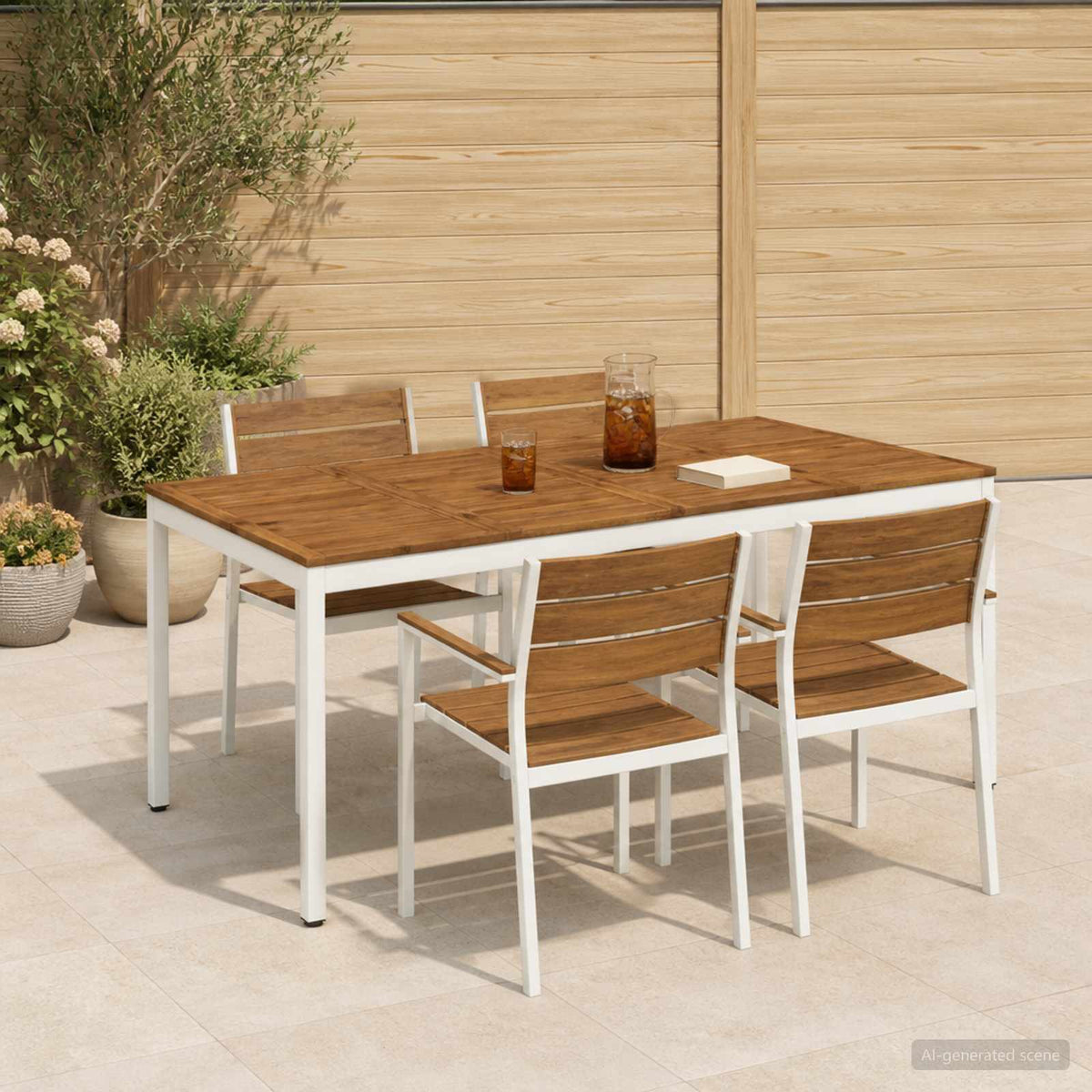 Tuindiner tafel Natuurlijk en Wit 196 x 100,5 x 75 cm is nu te koop bij PeponiXL, paradijselijk wonen!