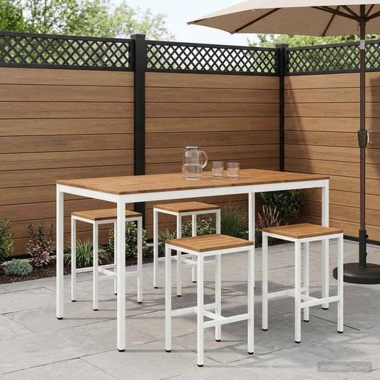 Tuinbar Tafel Natuurlijk en Wit 196 x 100,5 x 105 cm is nu te koop bij PeponiXL, paradijselijk wonen!