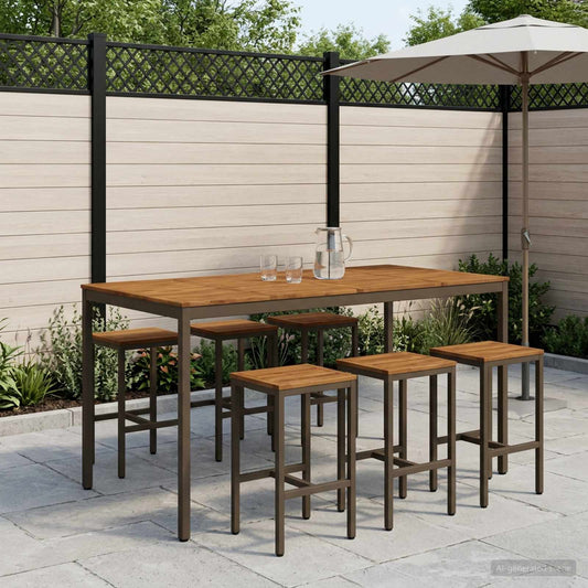 Tuinbar Tafel Natuurlijk en Koffie 196 x 100,5 x 105 cm is nu te koop bij PeponiXL, paradijselijk wonen!