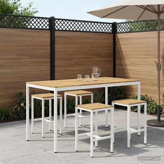 Tuinbar Tafel Wit 196 x 100,5 x 105 cm Massief Acaciahout is nu te koop bij PeponiXL, paradijselijk wonen!