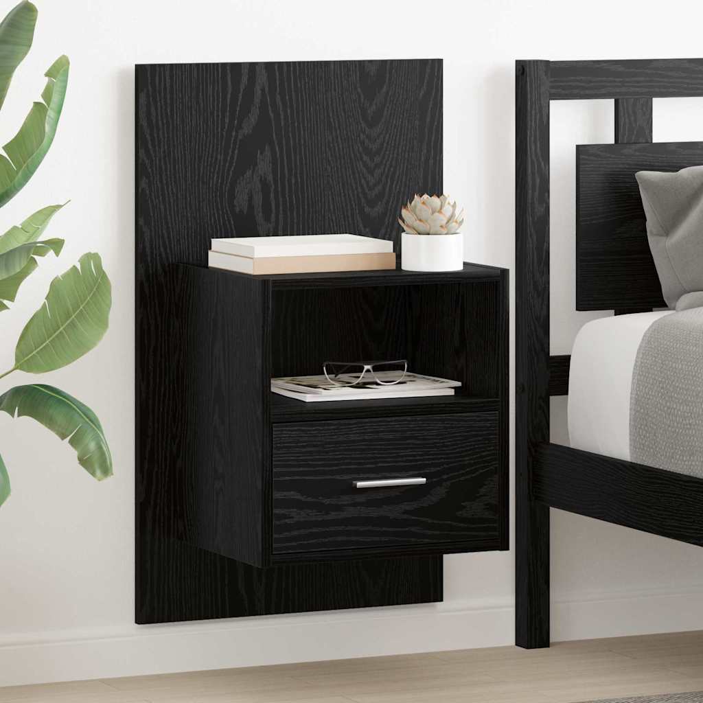 Nachtkastje 2 pcs Zwart Eiken 50 x 32,5 x 80cm Bewerkt hout is nu te koop bij PeponiXL, paradijselijk wonen!